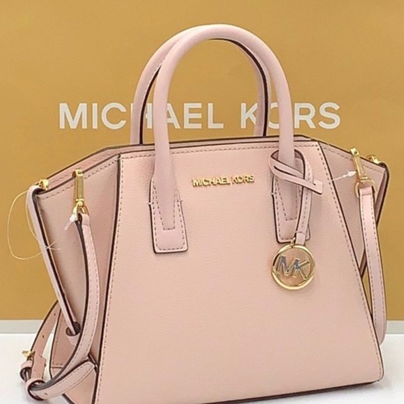 Michael Kors Avril Small Top Zip Satchel Crossbody Bag Powder Blush Pink 